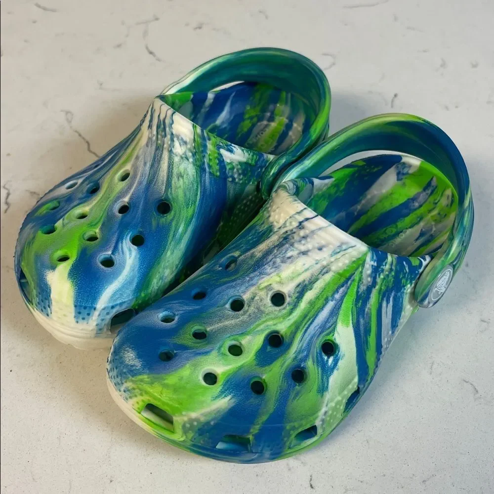 Crocs Kids Classic Glow-in-the-Dark Marbled Clogs 